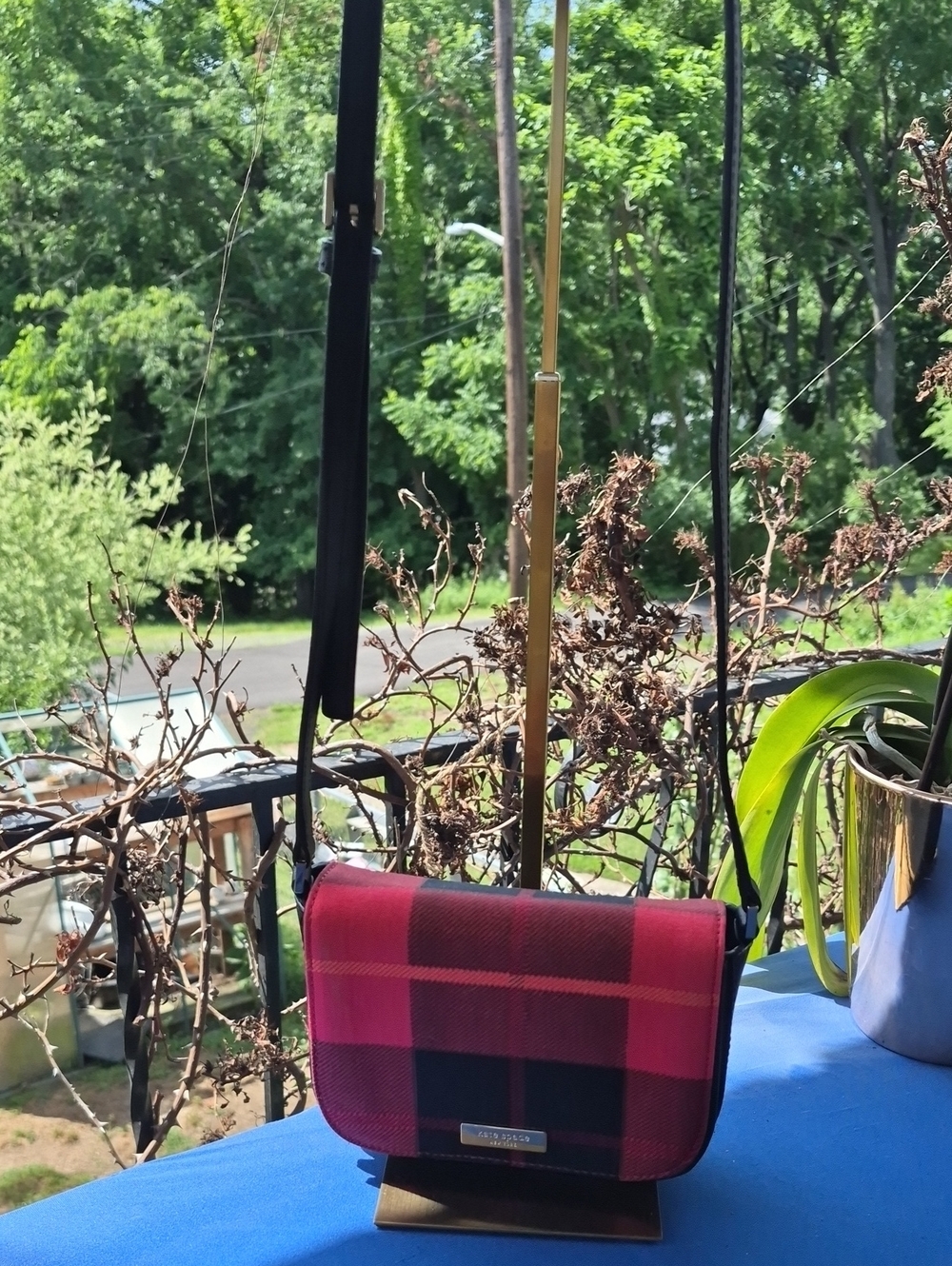 KATE SPADE 💋 NEWBURY LANE "CARSEN" SM Crossbody ♥️🖤 Plaid Cotton & Leather